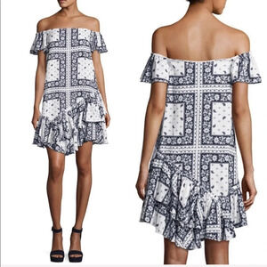 Cinq A Sept Minella Off Shoulder Paisley Dress Designer Women’s 2 Bohemian Prep